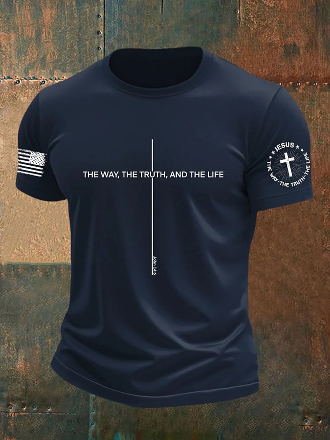 Men's Jesus The Way The TruthThe Life Print Round Neck T-Shirt