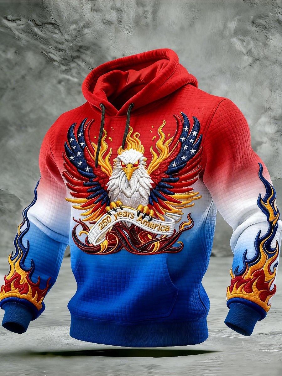 Men's Casual American 250th Anniversary Print Sweatshirt