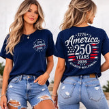 Women's  America 250 Years 1776-2026 USA Flag T-Shirt