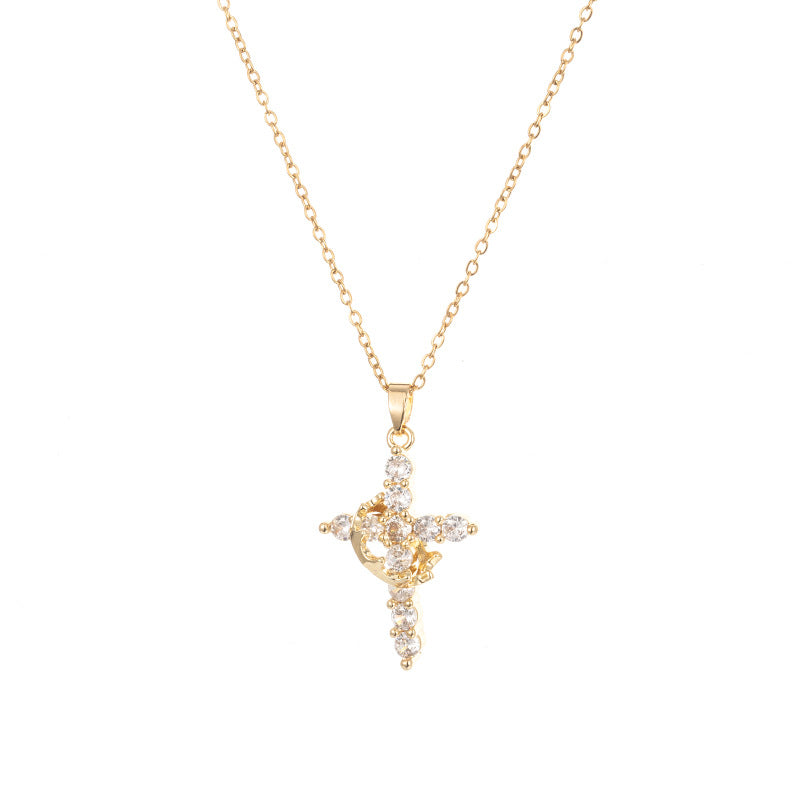 Women’s Faith Cross Necklace Titanium Steel O Chain Pendant