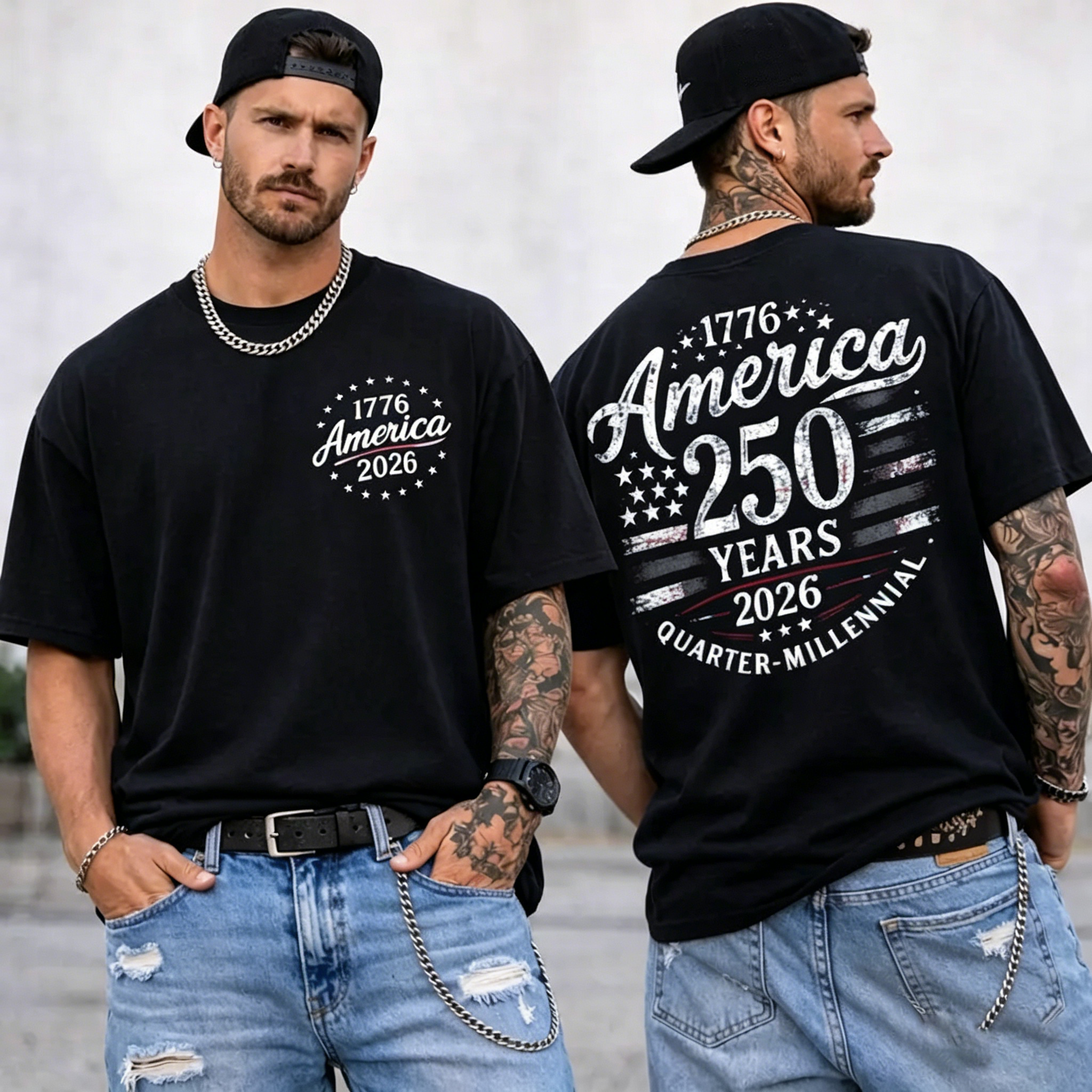 Men's America 250 Years 1776-2026 USA Flag T-Shirt