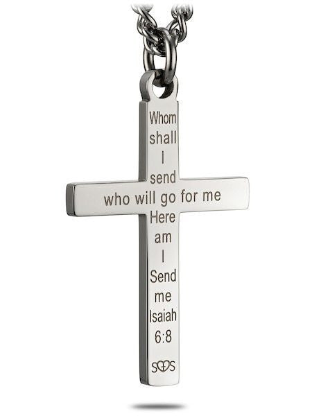 Firefighter Flag Cross Thin Red Line Necklace Isaiah 6:8