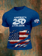 Men's 250th Anniversary National Flag Print Casual Short-Sleeved T-Shirt