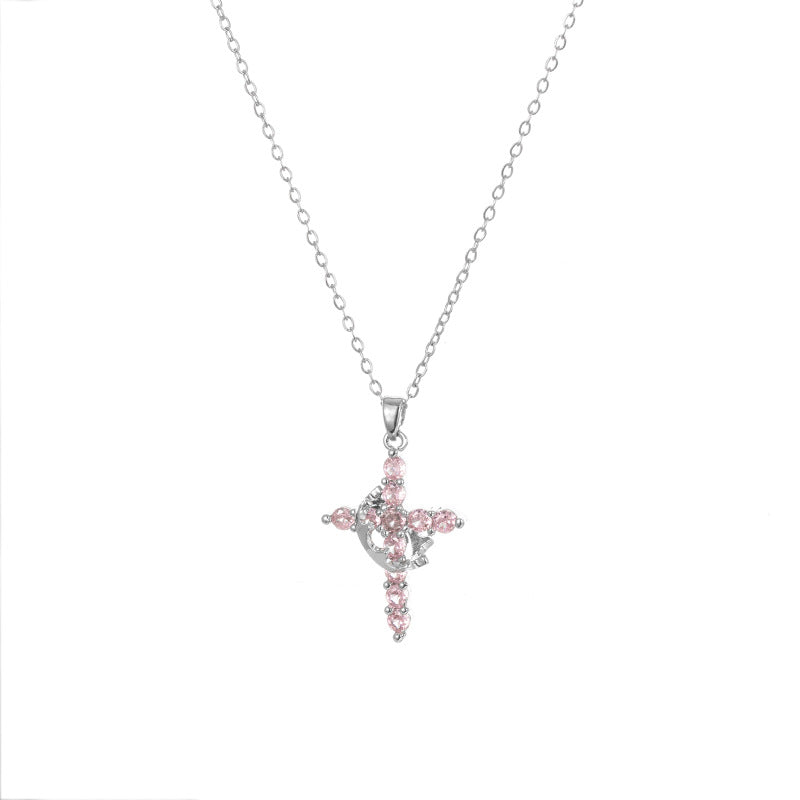 Women’s Titanium Steel Faith Cross Necklace with Classic O Chain
