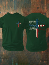 🙌Never bow down - Men's Stand For The Flag Kneel For The Cross Printed Casual T-Shirt