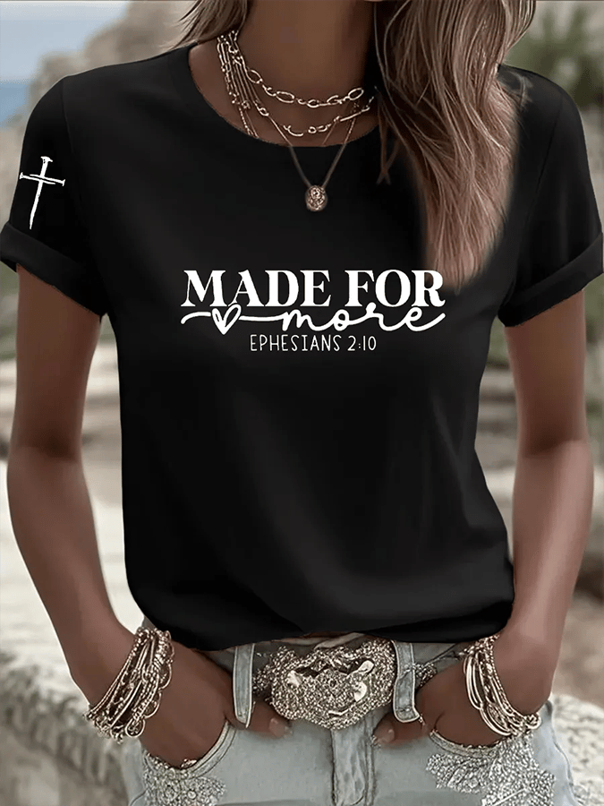 Women's Made for More Ephesians 2:10 Faith Cross Short Sleeve T-Shirt