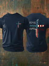 🙌Never bow down - Men's Stand For The Flag Kneel For The Cross Printed Casual T-Shirt