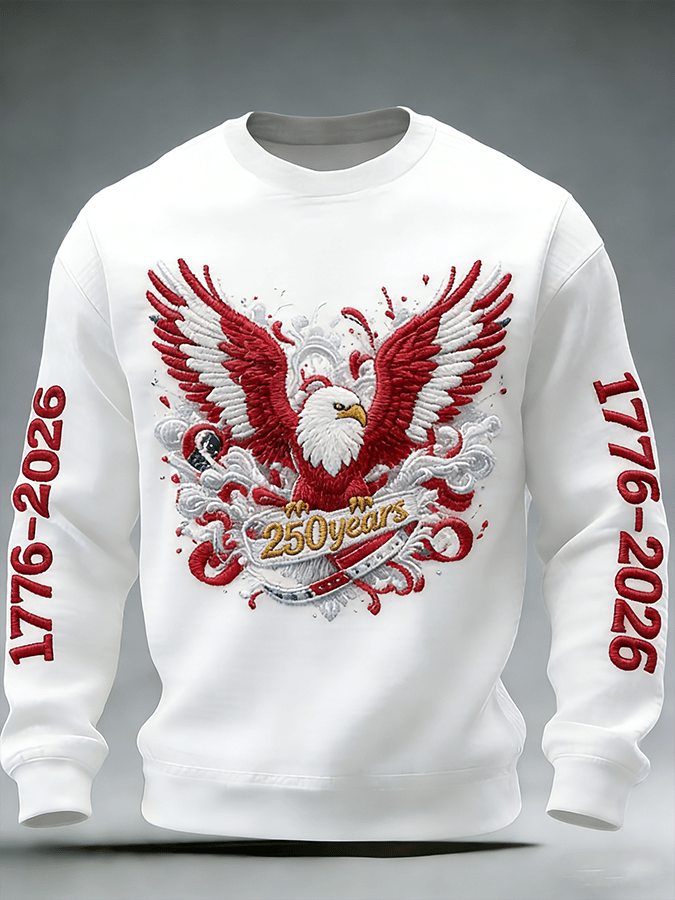Men's casual hoodie with American 250th anniversary print