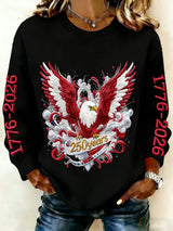 Women's casual hoodie with American 250th anniversary print.