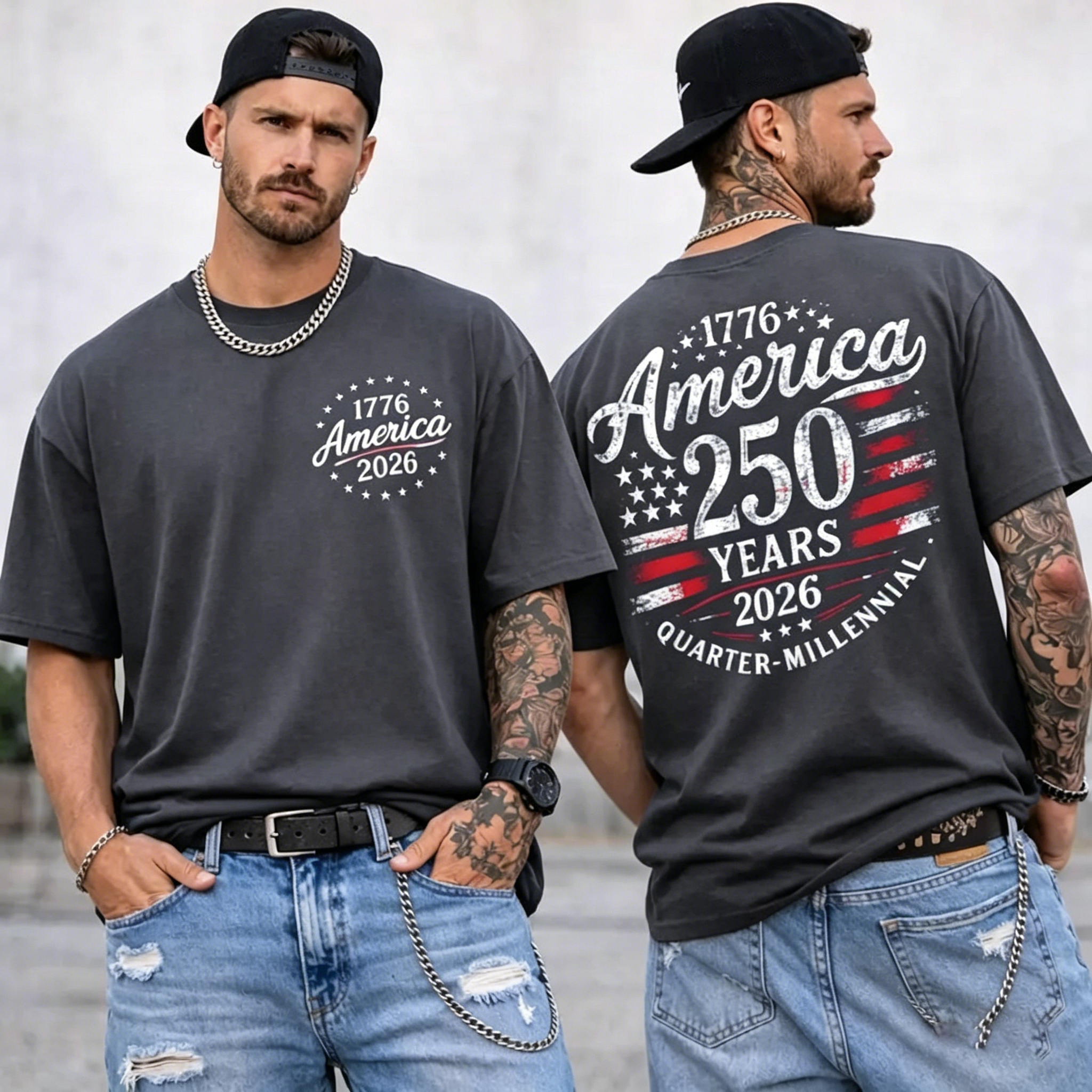Men's America 250 Years 1776-2026 USA Flag T-Shirt