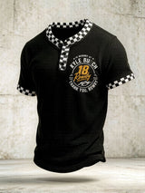 Men's Racing-Themed Crew Neck Short-Sleeve Printed T-Shirt