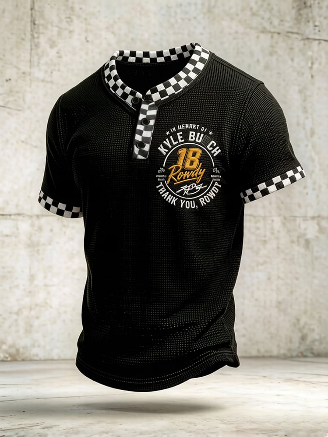 Men's Racing-Themed Crew Neck Short-Sleeve Printed T-Shirt