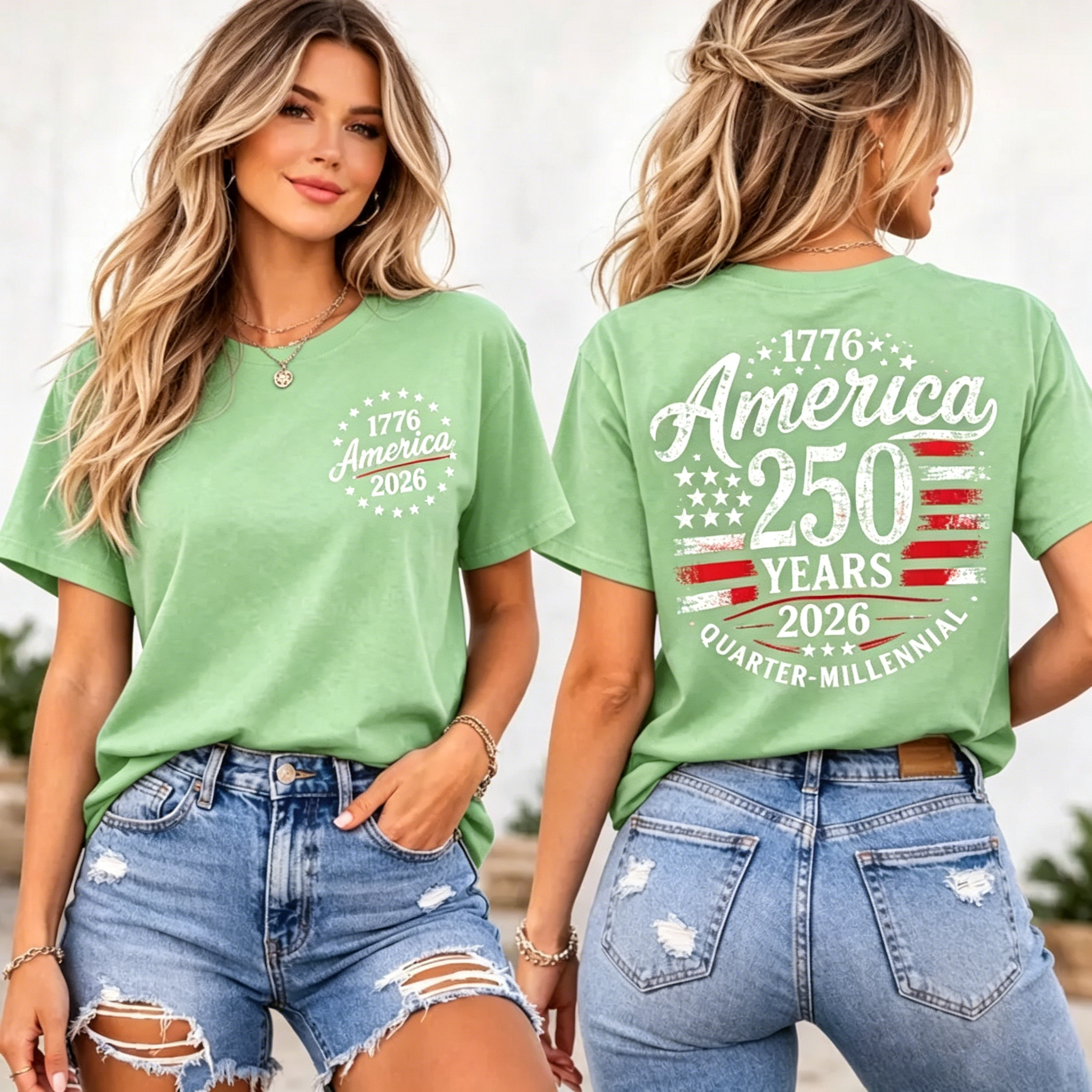 Women's  America 250 Years 1776-2026 USA Flag T-Shirt