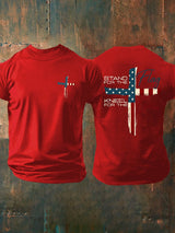 🙌Never bow down - Men's Stand For The Flag Kneel For The Cross Printed Casual T-Shirt