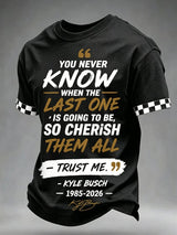 Men's Commemorative T-Shirt: Legendary Race Car Driver Print