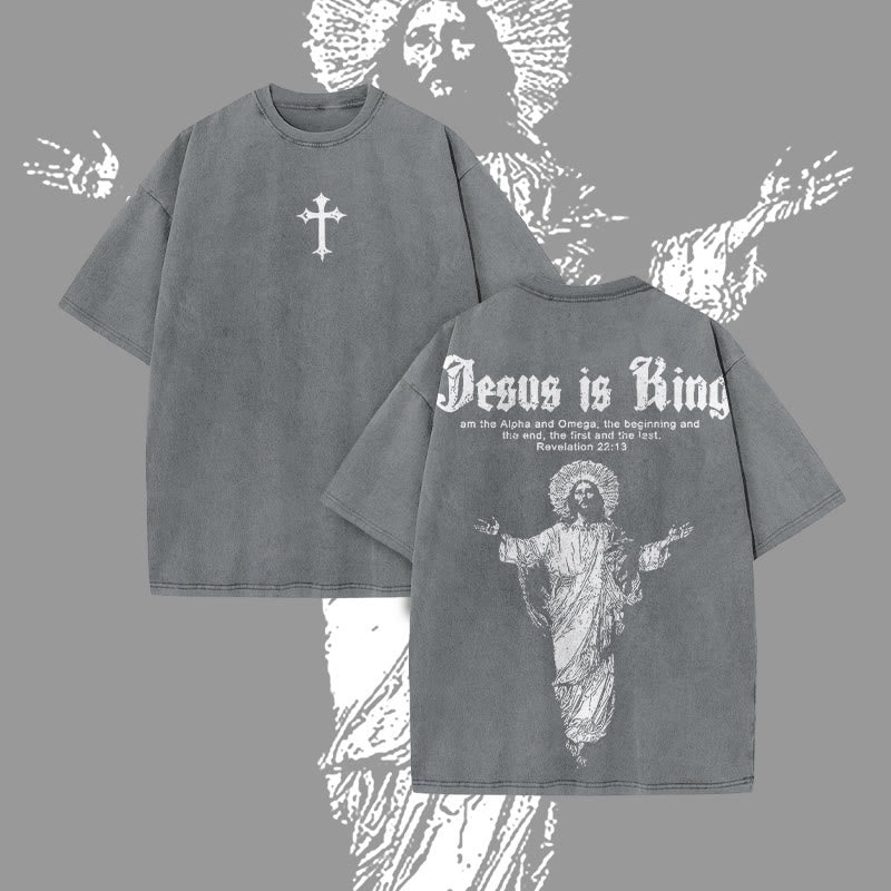 🌸 Spring Sale 50% OFF - 👑 Jesus Is King Vintage Washed Unisex T-Shirt ✝️