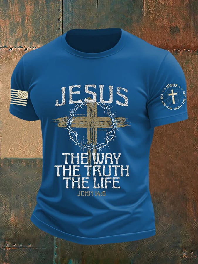 Men's Jesus The Way The TruthThe Life Print Round Neck T-Shirt