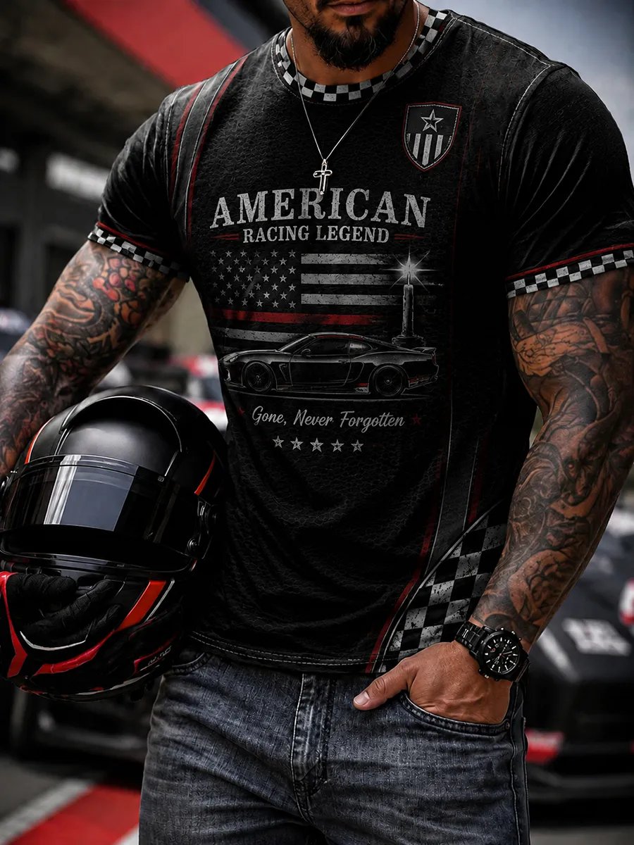 Men's Retro Rip Legend Drive Against The Grain Print Comfortable Short-Sleeve T-Shirt