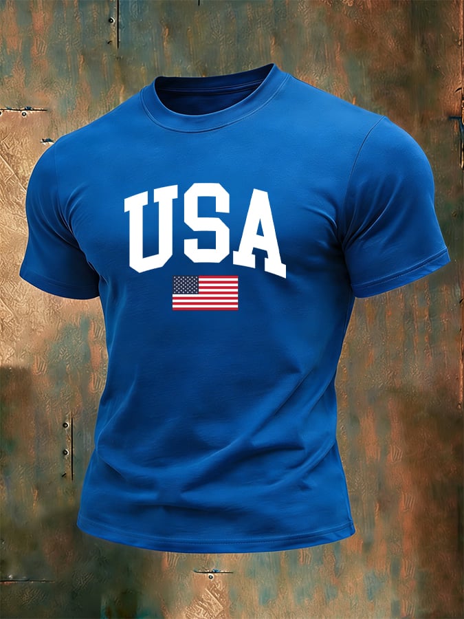 Men's 250th Anniversary National Flag Print Casual Short-Sleeved T-Shirt