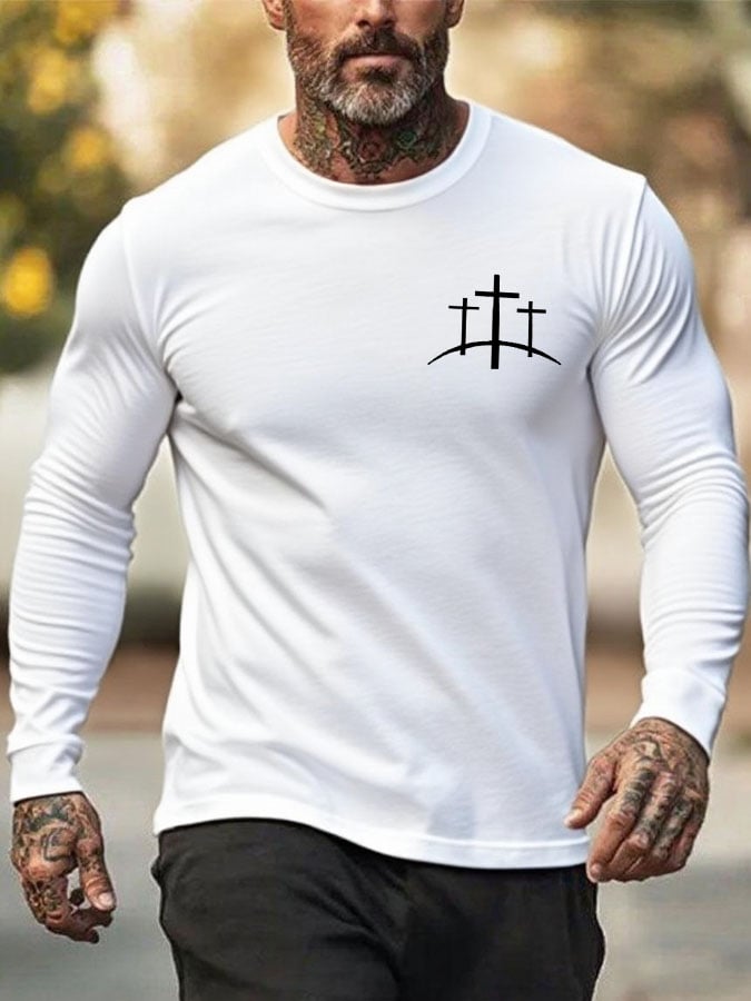 Men's Faith Cross Print Crew Neck T-shirt