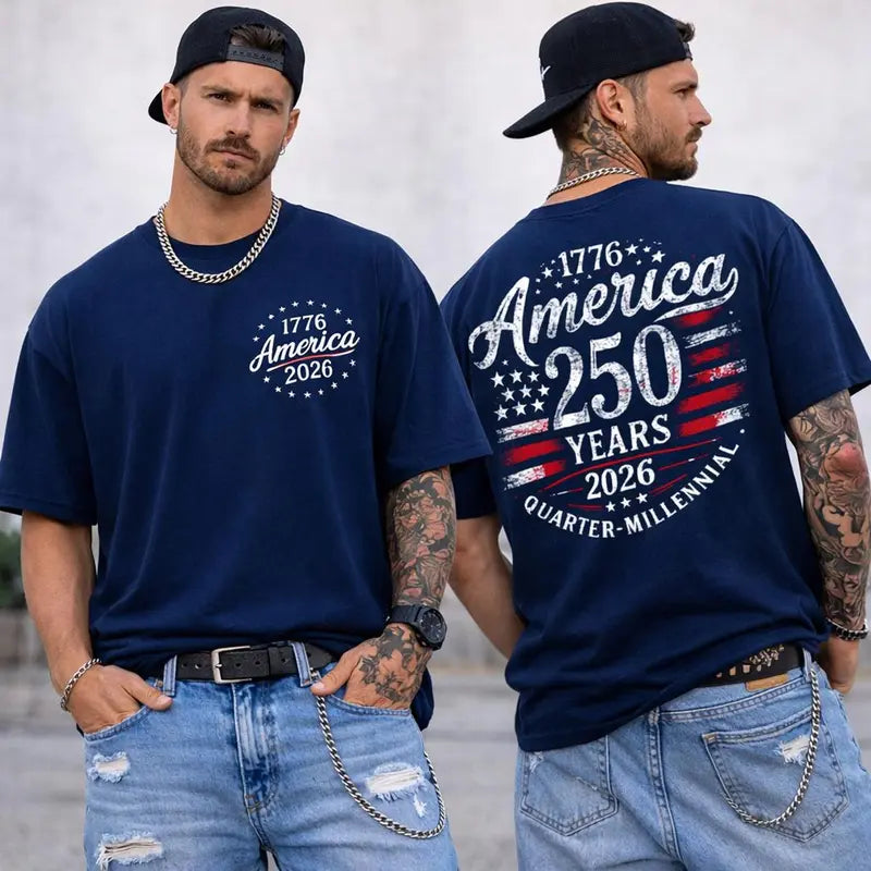 Men's America 250 Years 1776-2026 USA Flag T-Shirt