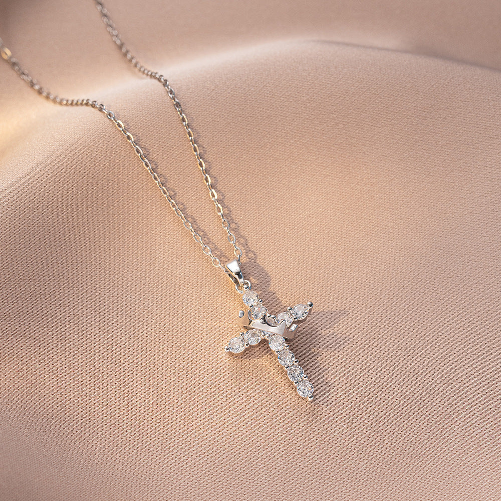 Women’s Titanium Steel Cross Pendant Necklace with O Chain Faith Jewelry