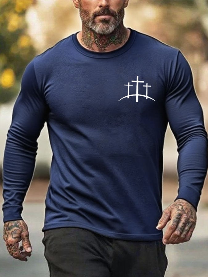 Men's Faith Cross Print Crew Neck T-shirt