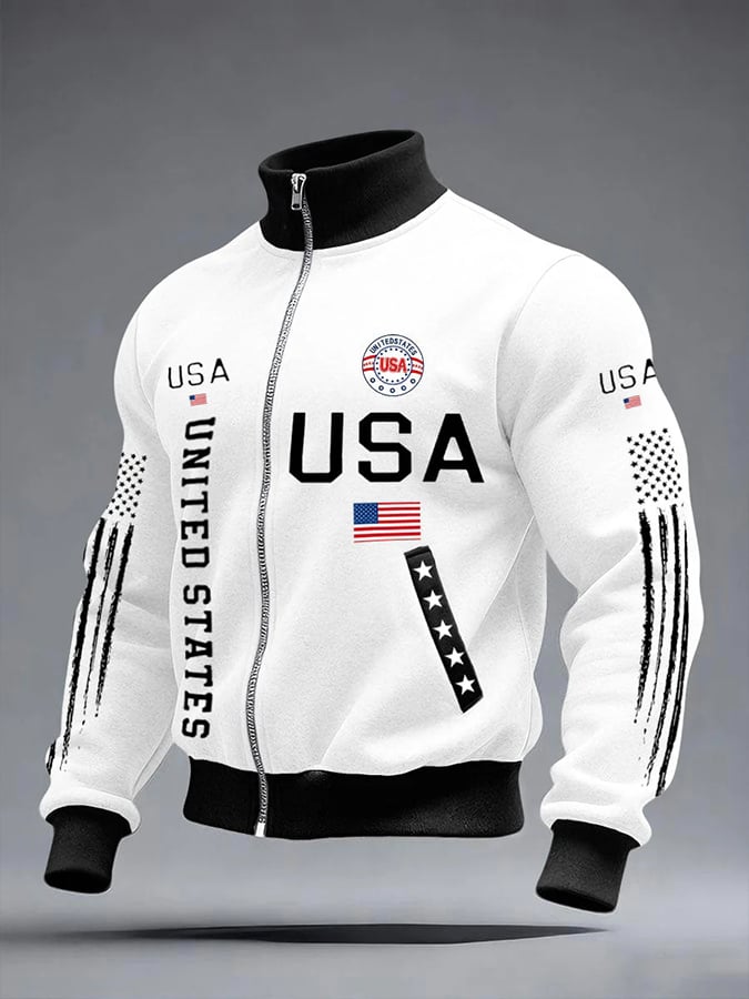 Men's Retro  With A Print Commemorating The 250th Anniversary Of The United States  Jackets
