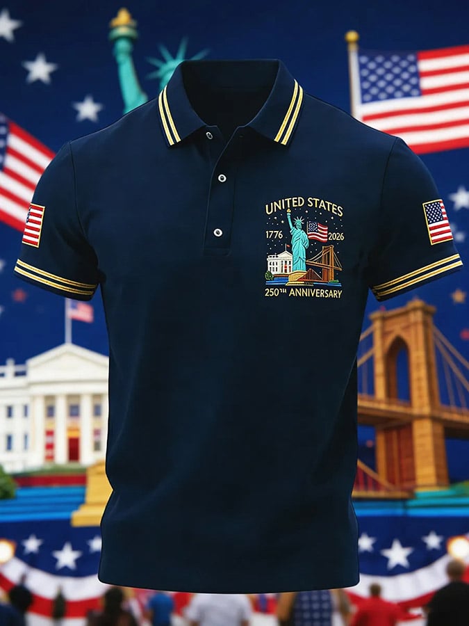 Men's Vintage America 250th Anniversary Print Polo Shirt