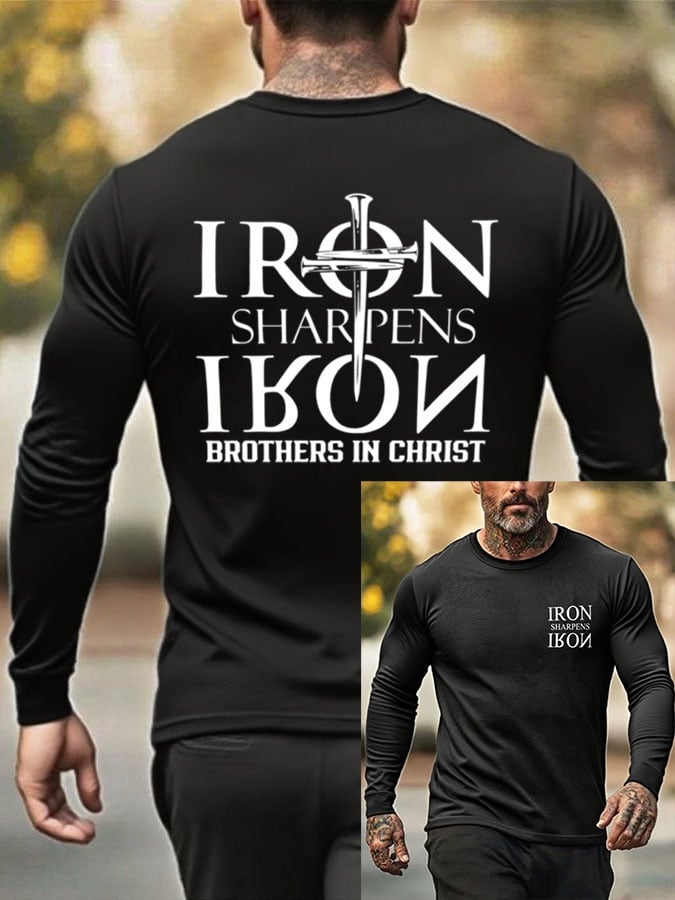 Men's Iron Sharpen Iron Printed Christian T-shirt