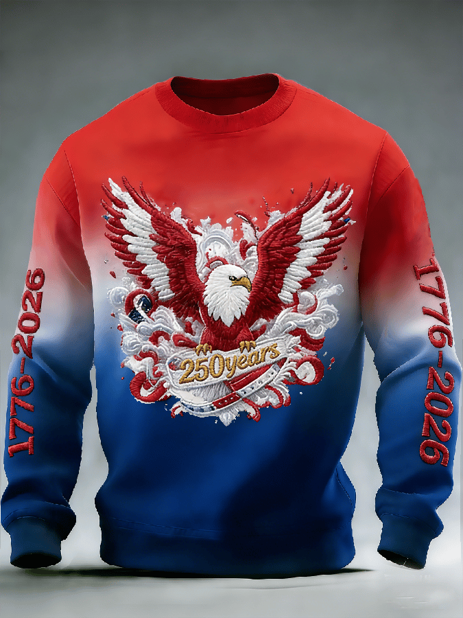 Men's casual hoodie with American 250th anniversary print