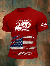 Men's 250th Anniversary National Flag Print Casual Short-Sleeved T-Shirt