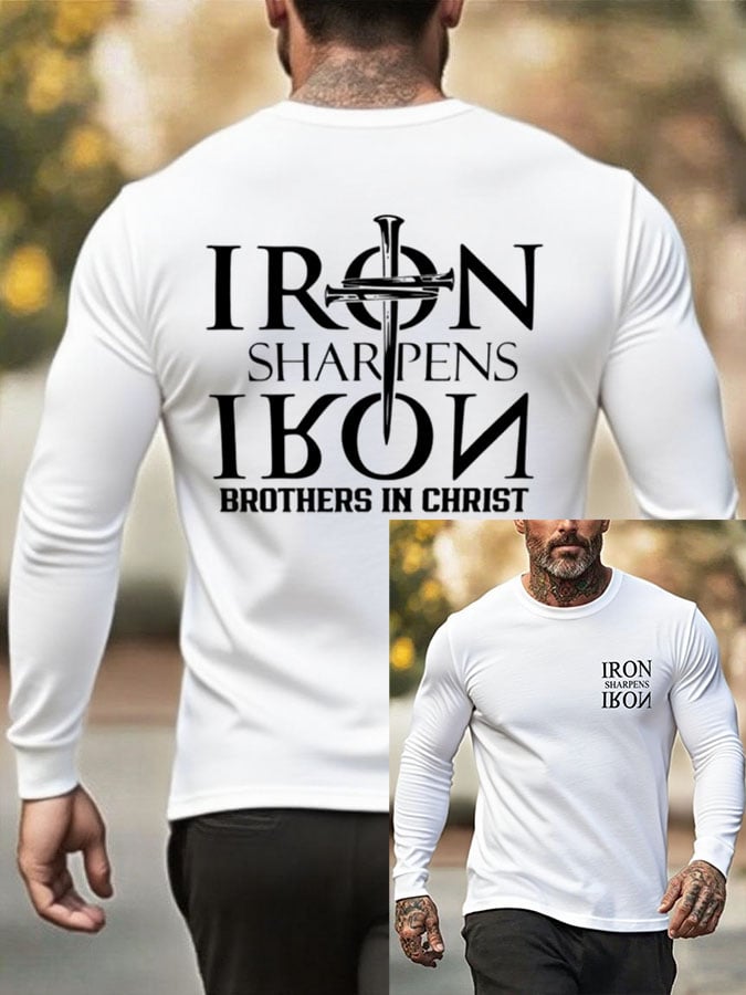 Men's Iron Sharpen Iron Printed Christian T-shirt
