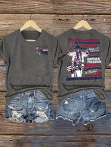 Women's  RED WHIET BLUE Print T-Shirt