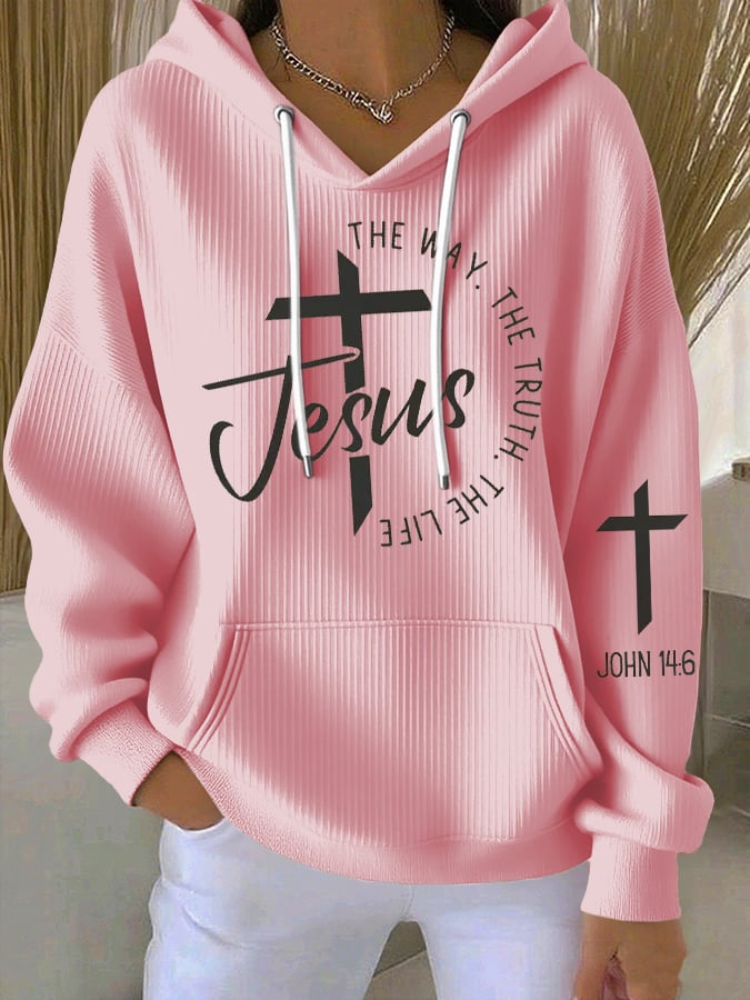 Women's  The Way The Truth Jesus Print Casual Hooded