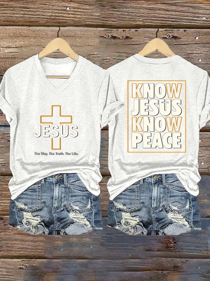 Women'S KNOW JESUS KNOW PEACE Print Short Sleeve T-Shirt