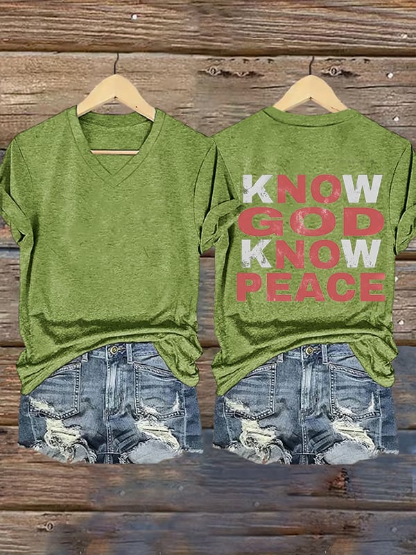 Women's Know God Know Peace, Religious Peace Inspiration Style T-Shirt