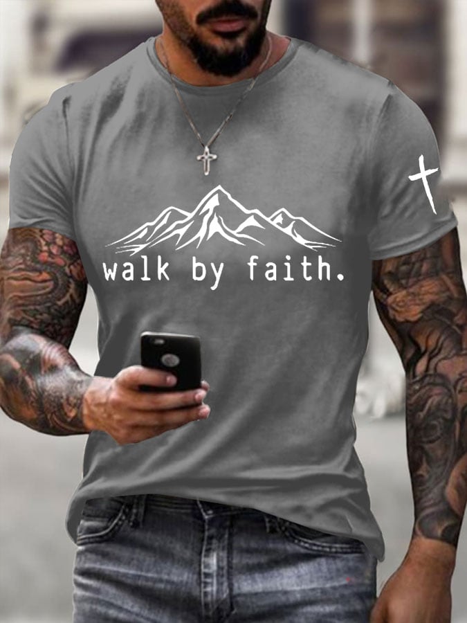Men's Walk By Faith Cross Printed Casual T-shirt
