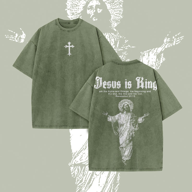 🌸 Spring Sale 50% OFF - 👑 Jesus Is King Vintage Washed Unisex T-Shirt ✝️