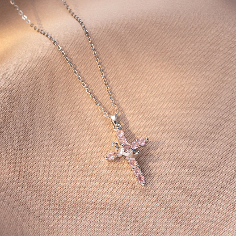 Women’s Titanium Steel Faith Cross Necklace with Classic O Chain