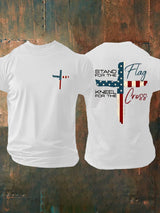 🙌Never bow down - Men's Stand For The Flag Kneel For The Cross Printed Casual T-Shirt