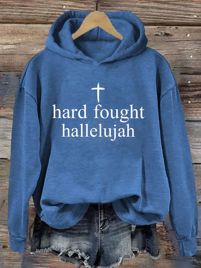 Women's Hard Fought Hallelujah Printed Long Sleeve Hoodie