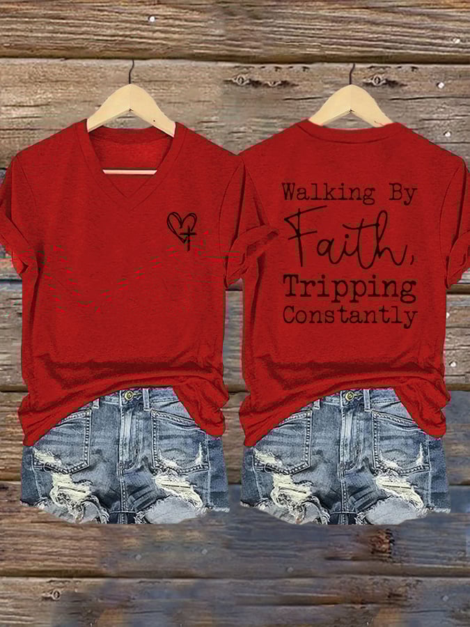 Women's Faith Cross Print T-Shirt