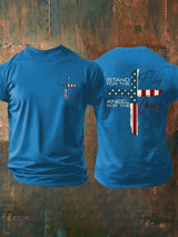 🙌Never bow down - Men's Stand For The Flag Kneel For The Cross Printed Casual T-Shirt