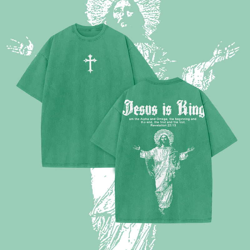 🌸 Spring Sale 50% OFF - 👑 Jesus Is King Vintage Washed Unisex T-Shirt ✝️