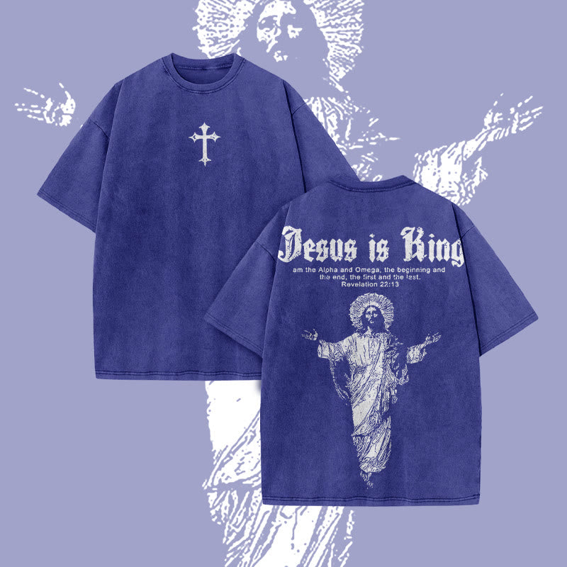 🌸 Spring Sale 50% OFF - 👑 Jesus Is King Vintage Washed Unisex T-Shirt ✝️
