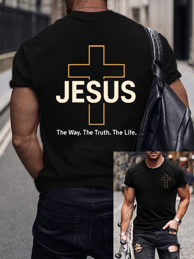 Men's casual cross faith short-sleeved T-shirt