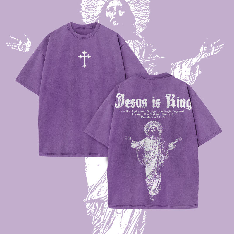 🌸 Spring Sale 50% OFF - 👑 Jesus Is King Vintage Washed Unisex T-Shirt ✝️