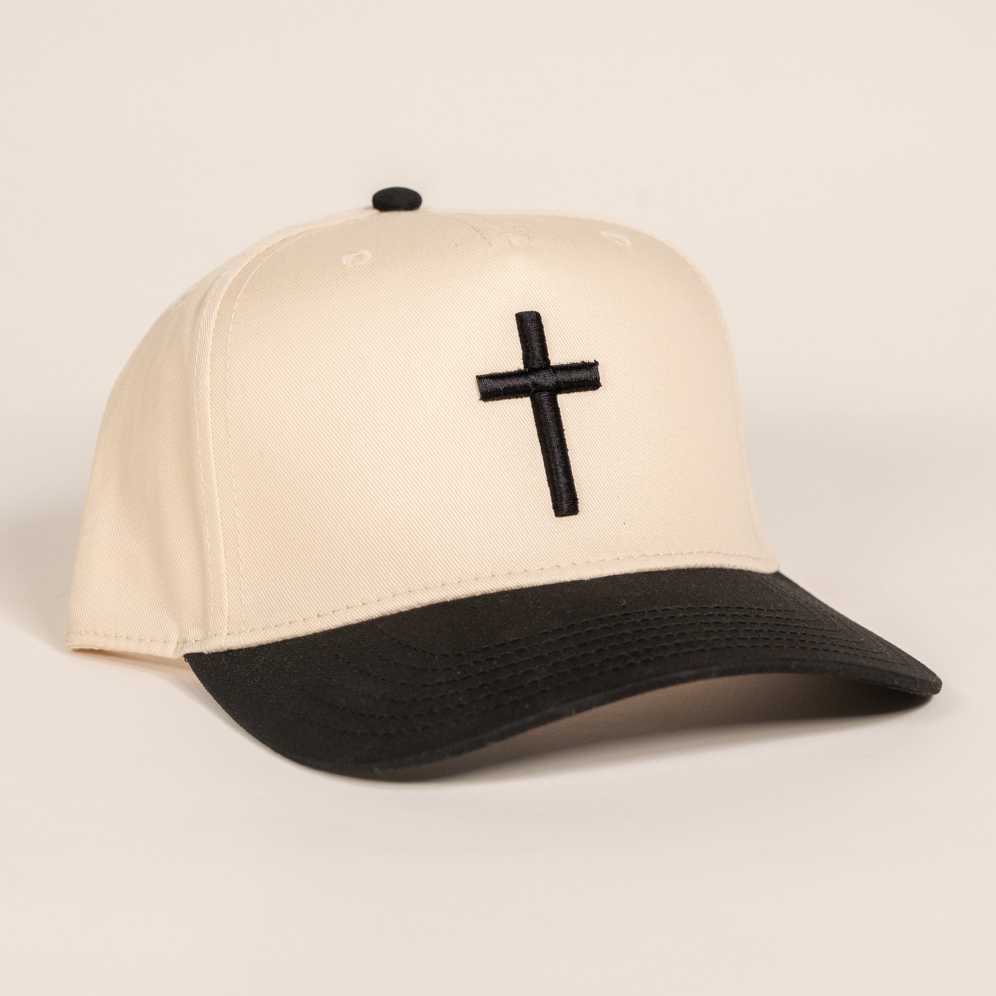 Black and Cream Cross Hat