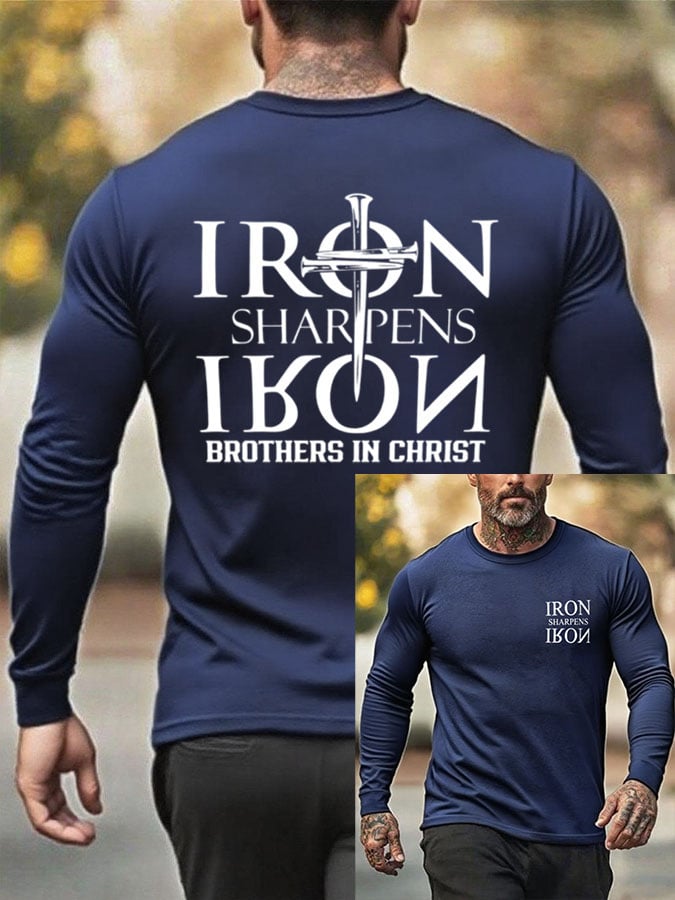 Men's Iron Sharpen Iron Printed Christian T-shirt